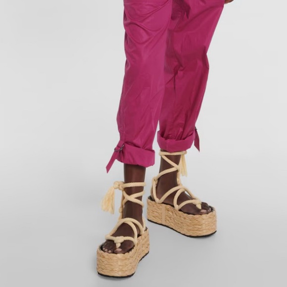 Isabel Marant Jute Raffia Platform Lace Up Espadrilles Sandals 9 40 - Picture 2 of 8